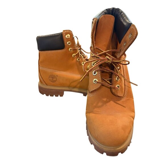 Timberland 100618040 Men's Size 8.5 Work Boots Padded Collar - Wheat Nubuck READ - Picture 1 of 8
